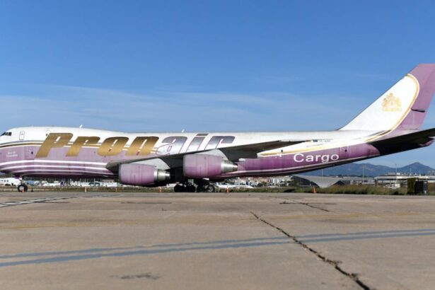 A giant airplane parked at an airport