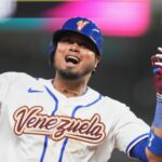 The Venezuelan hitter celebrating after winning the World Series championship
