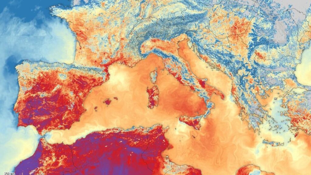 A photograph showing the temperatures that Europe could reach in the coming days