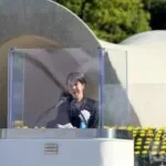 Japan’s Prime Minister delivering a speech commemorating the attacks on Hiroshima and Nagasaki