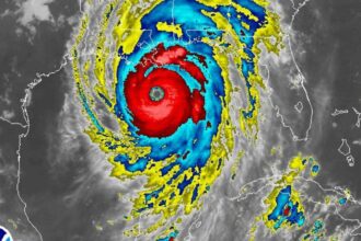 Hurricane Karina reaches category 3 in the pacific and rapidly strengthens A satellite and thermal image of the hurricane taken from a satellite