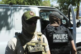 ICE awards $16.7 million contract for 6,000 electric-shock gloves Two uniformed ICE agents wearing vests and face masks to avoid being recognized