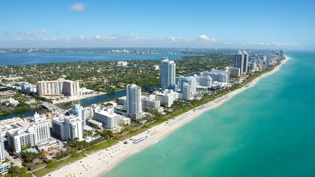 A panoramic image of Miami Beach with all its skyscrapers