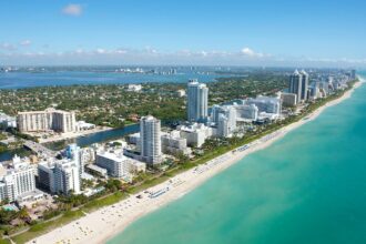 Miami surpasses New York and becomes one of the most expensive cities in the United States A panoramic image of Miami Beach with all its skyscrapers