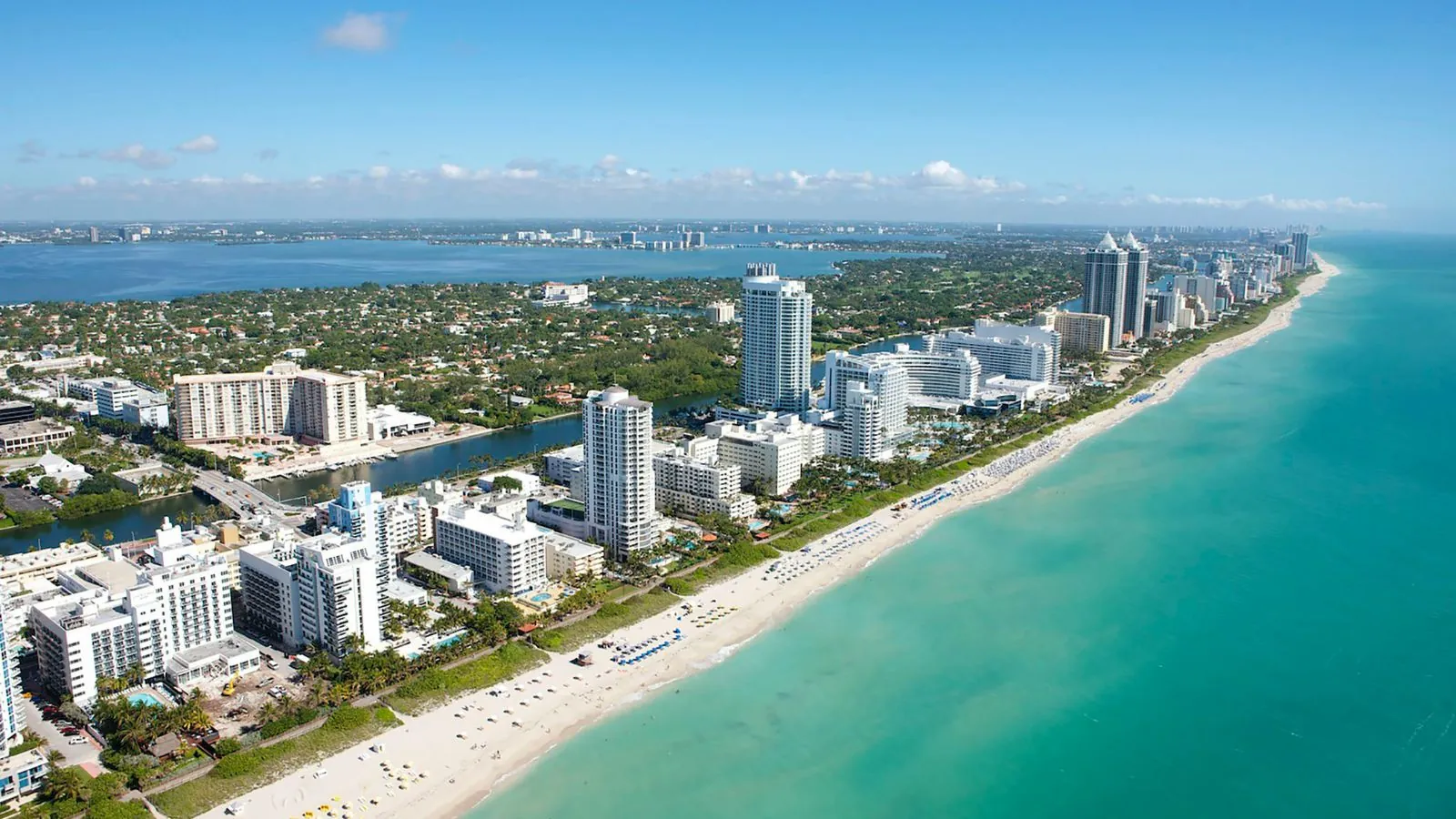 A panoramic image of Miami Beach with all its skyscrapers