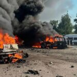 Moscow under massive drone attack: Several injured and more than 180 aircraft shot down Two cars completely engulfed in flames following the attacks
