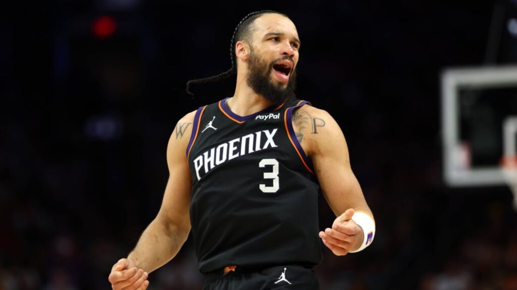 The Canadian star celebrating a game-winning basket with an emotional reaction as the crowd erupts in celebration