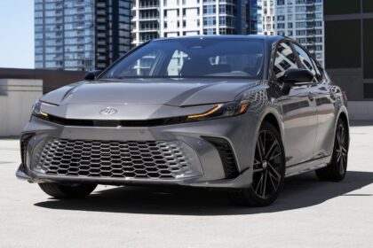 The gray Toyota Camry positioned for a great photo