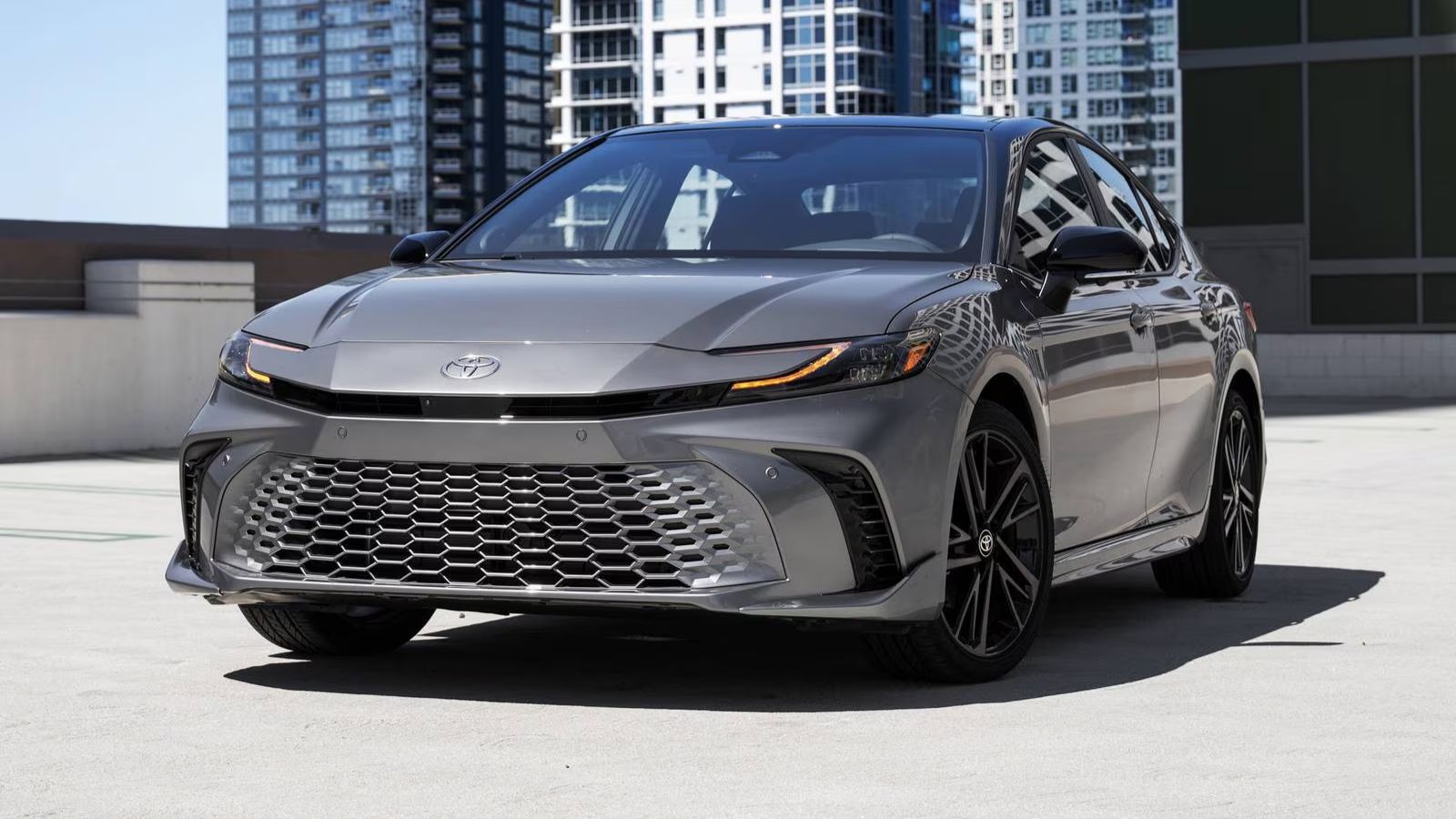The gray Toyota Camry positioned for a great photo
