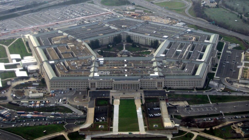 An aerial view of the Pentagon in the United States