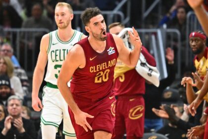 Warriors complete their roster with veteran shooter Georges Niang the veteran player celebrating euphorically after hitting a three-pointer