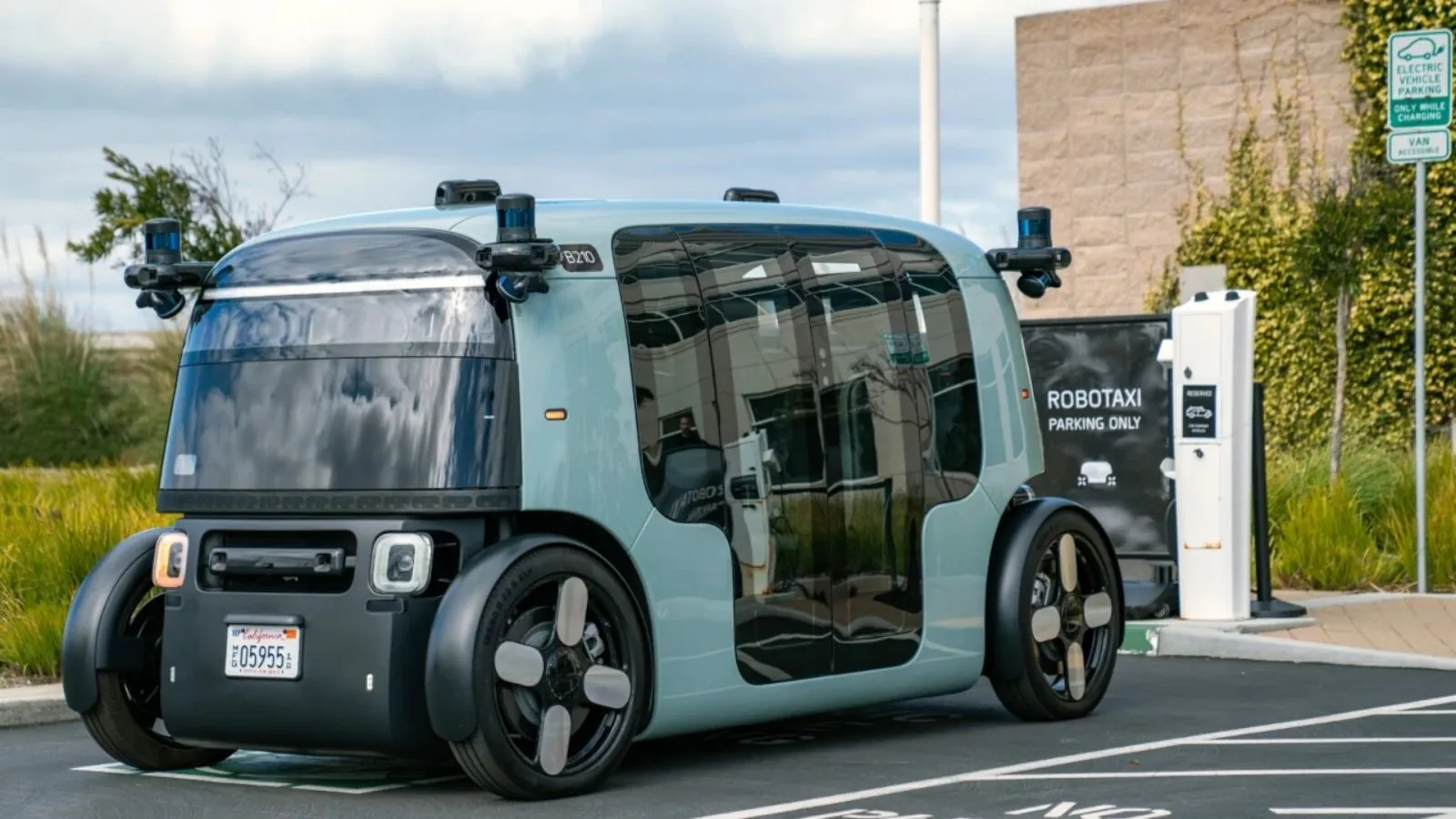 Zoox self driving cars raise concerns after test drivers suffer injuries A high-tech taxi parked while charging its battery