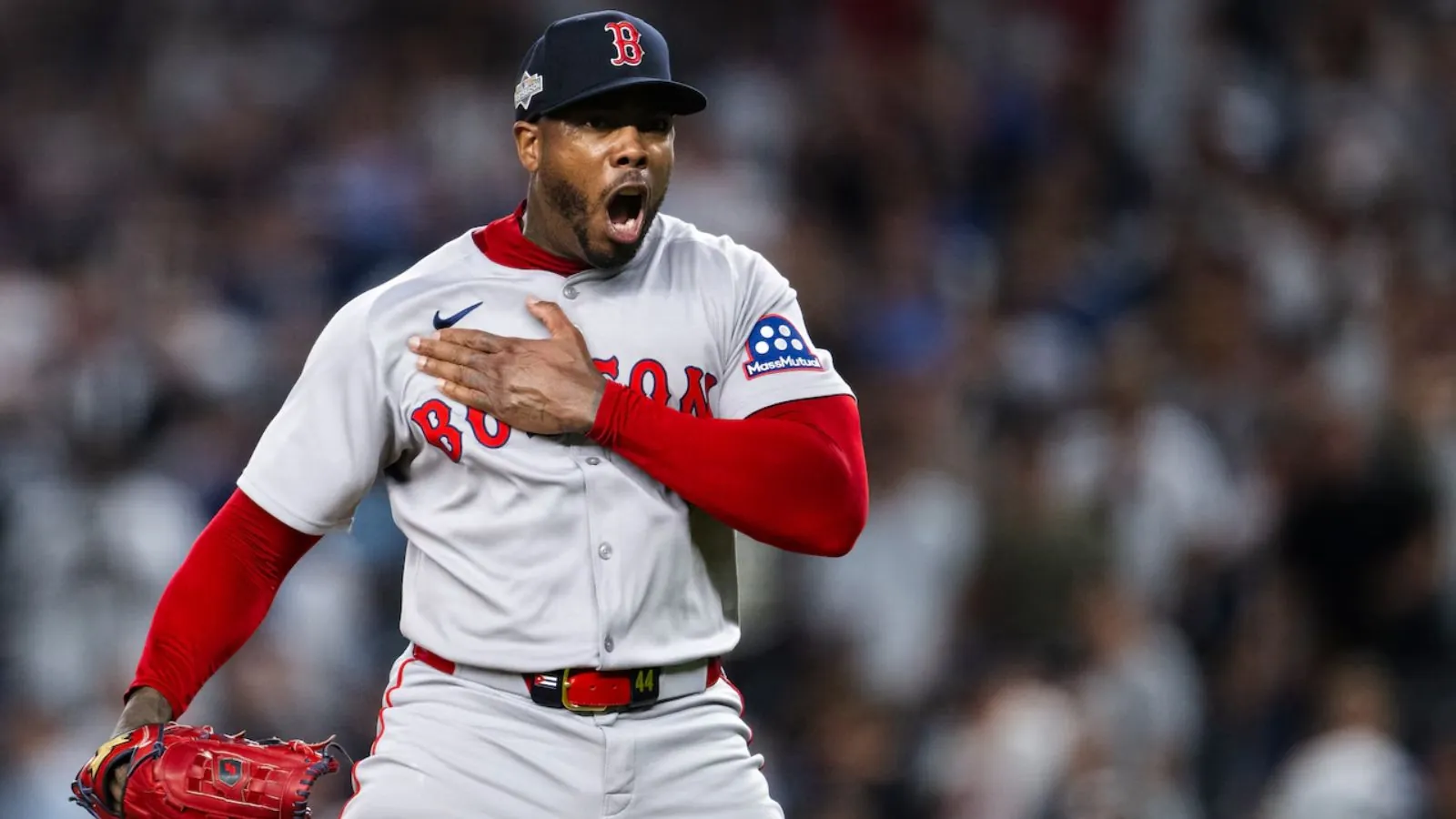 Aroldis Chapman makes MLB history with 400th career save The veteran pitcher celebrating euphorically after an incredible save