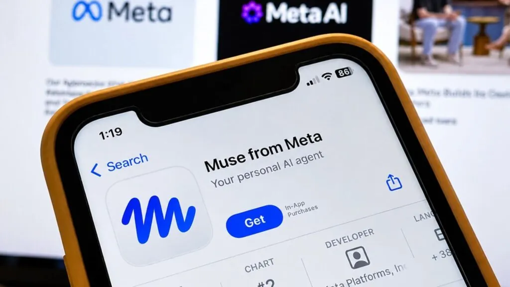 A smartphone about to download Meta’s new AI