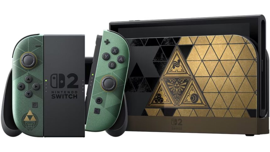 The special edition of the Nintendo Switch 2 Zelda with green and gold tones