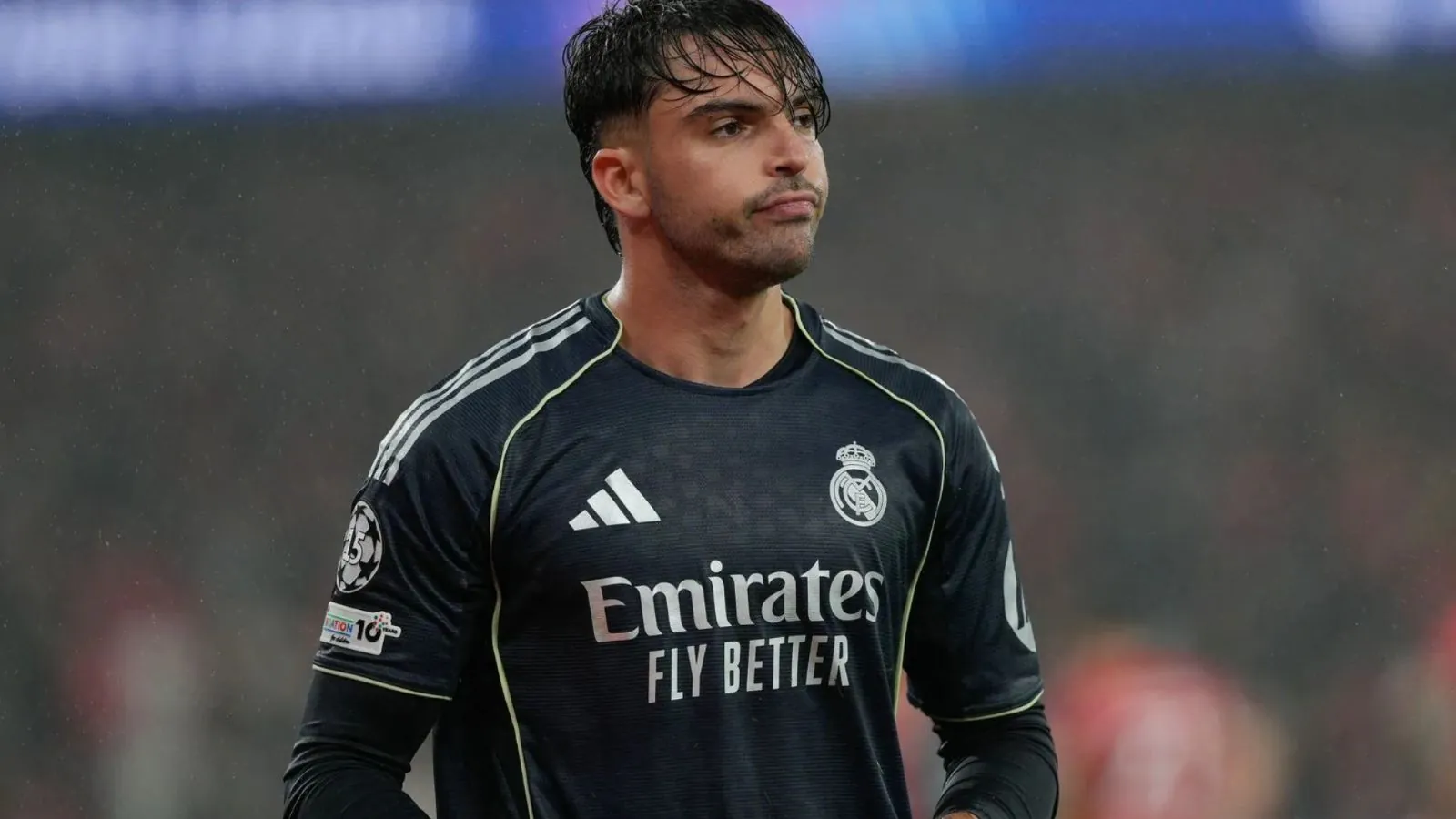 The Spanish center-back making facial expressions during a soccer match