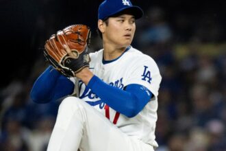 The Japanese star is about to throw a pitch from the mound