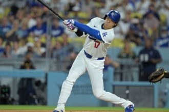Shohei Ohtani returns from injured list and gets a hit in first at bat The Japanese superstar batting during a game against the San Diego Padres in his first at-ba