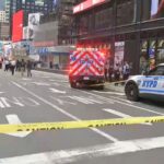 Times Square shooting: Attack leaves one woman dead and another person injured Many police cars and ambulances are parked with their sirens on while assisting the attacker